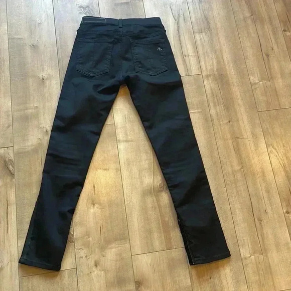 Rag & Bone Midnight Tuxedo Black Zipper Capri Skinny Jeans Sz 24 - Picture 6 of 7